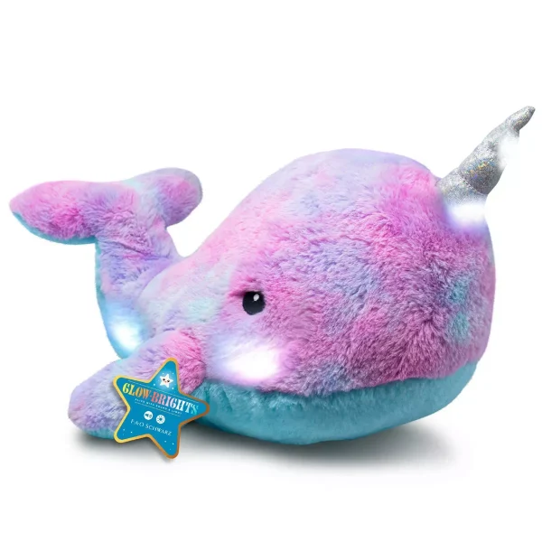Glow Brights Toy Plush LED with Sound Narwhal 17" Stuffed Animal